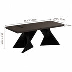 Solid Wood Office Desk with Sculptural X Steel Base and Cable Management