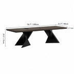 Solid Wood Office Desk with Sculptural X Steel Base and Cable Management