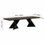 Solid Wood Office Desk with Sculptural X Steel Base and Cable Management