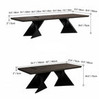 Solid Wood Office Desk with Sculptural X Steel Base and Cable Management Dimensions