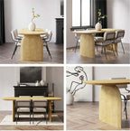 Solid Wood Oval Dining Table, Natural, Seats 4-6