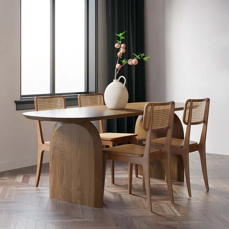 Solid Wood Oval Dining Table, Natural, Seats 4-6 Image principale du produit