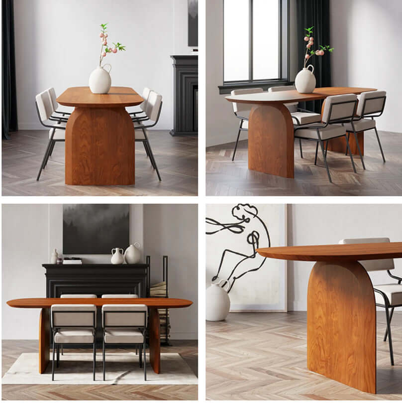 Solid Wood Oval Dining Table, Natural, Seats 4-6