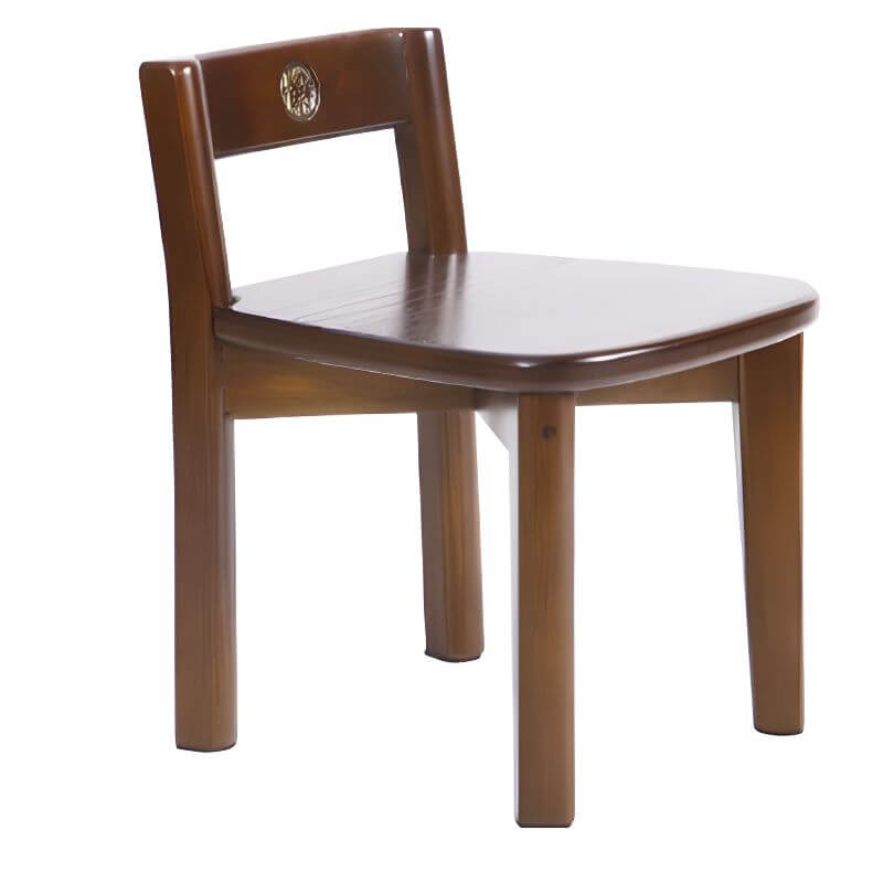 Solid Wood & PU Leather Kids Chair with Retro Metal Badge