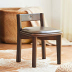 Solid Wood & PU Leather Kids Chair with Retro Metal Badge