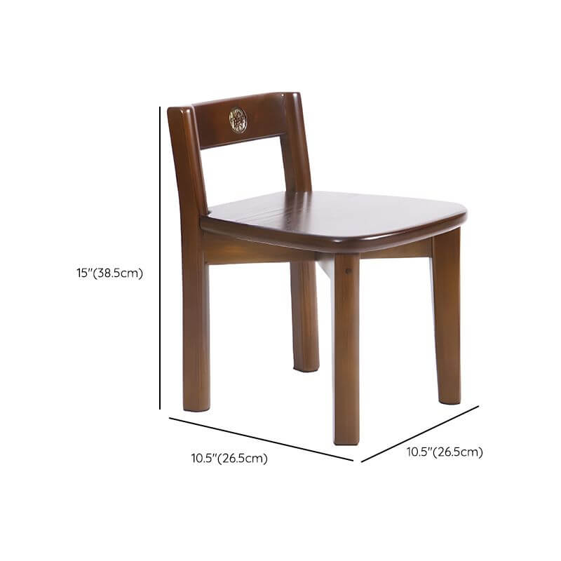 Solid Wood & PU Leather Kids Chair with Retro Metal Badge Dimensions