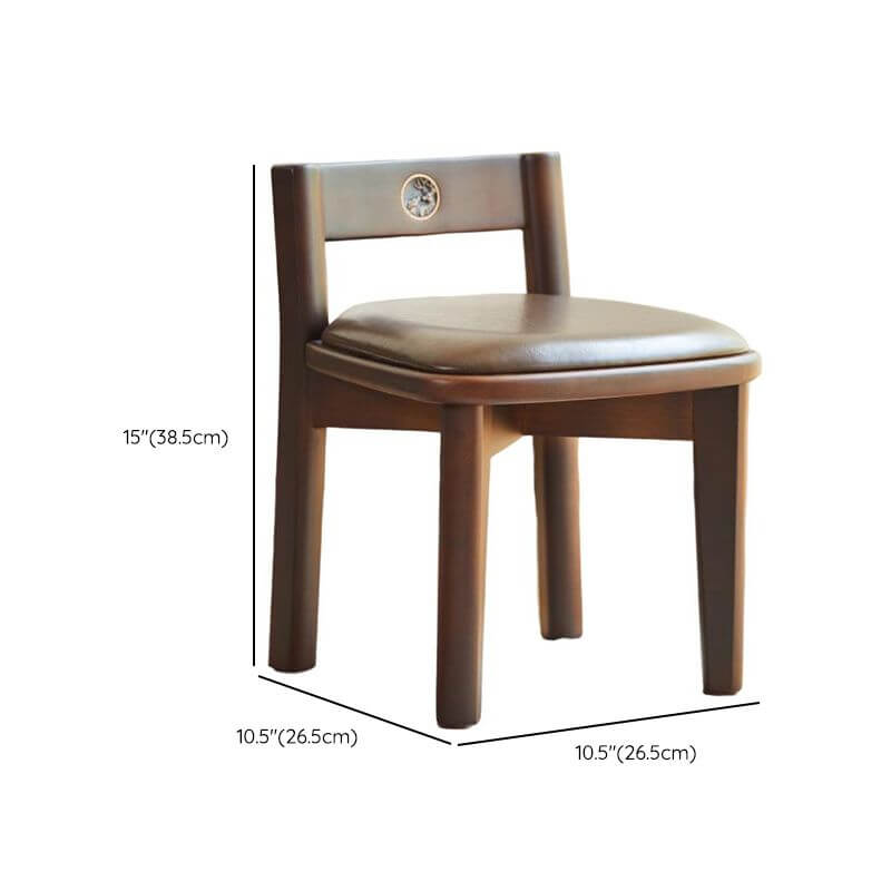 Solid Wood & PU Leather Kids Chair with Retro Metal Badge Dimensions