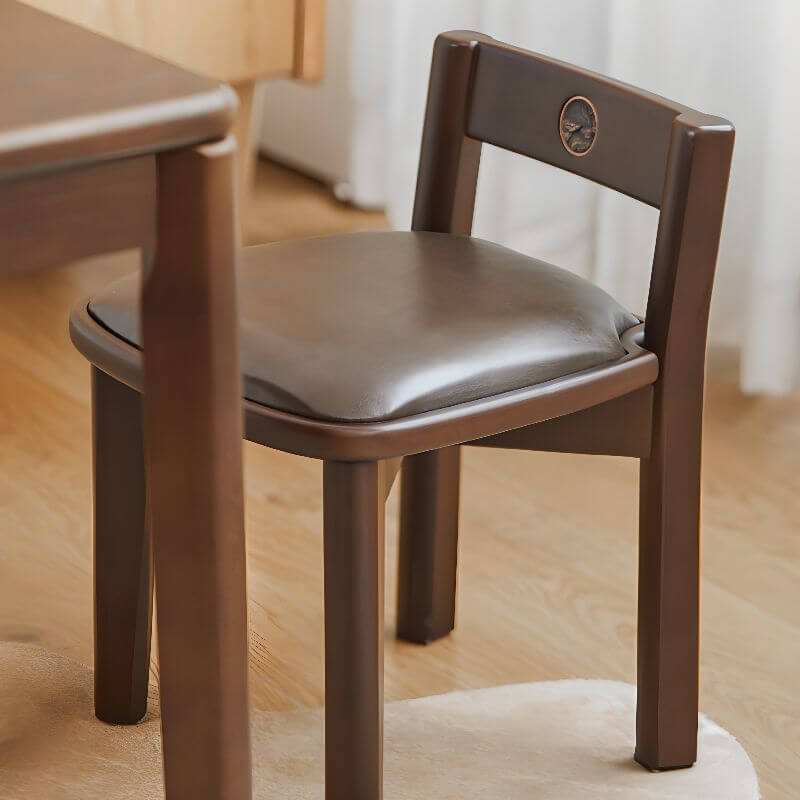 Solid Wood & PU Leather Kids Chair with Retro Metal Badge Main Product Image