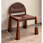 Solid Wood & Rattan Vintage Dining Chair with Sculptural Silhouette