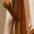 Solid Wood Shoe Bench with Open Shelving & Sculptural Giraffe Coat Rack