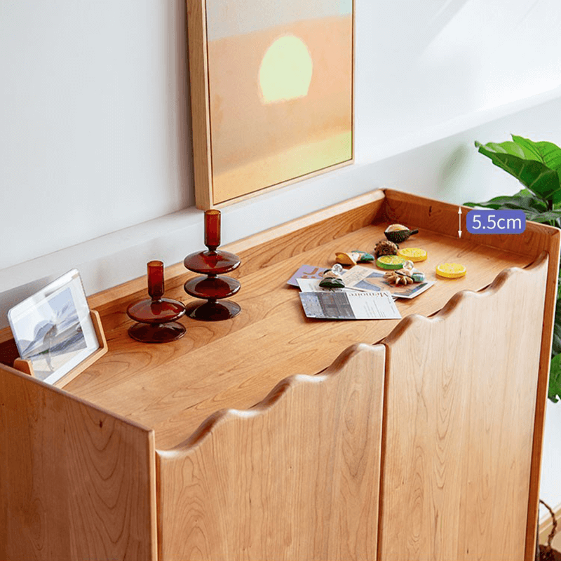 Solid Wood Shoe Cabinet With 5 Shelves & 2 Doors