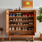 Solid Wood Shoe Cabinet With 5 Shelves & 2 Doors