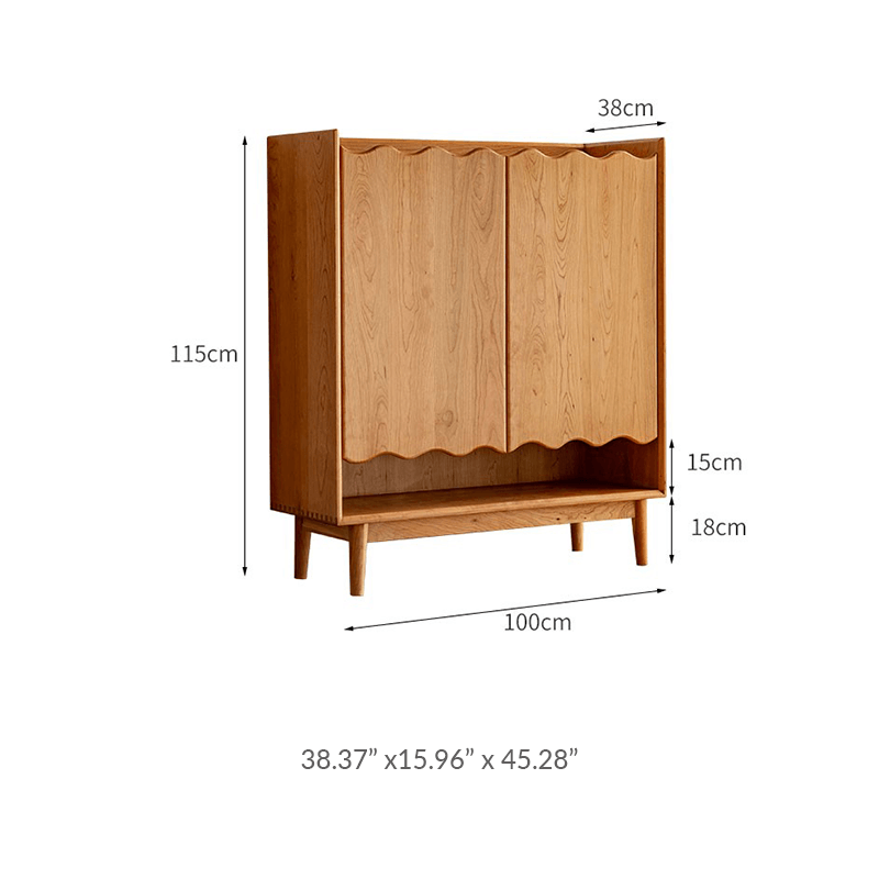 Solid Wood Shoe Cabinet With 5 Shelves & 2 Doors