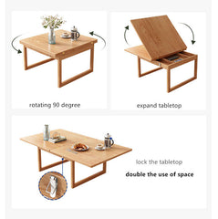 Solid Wood Space-Saving Coffee Table Set, Natural Finish