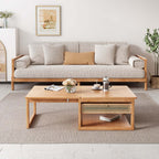 Solid Wood Space-Saving Coffee Table Set, Natural Finish