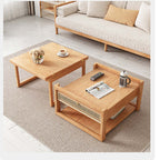 Solid Wood Space-Saving Coffee Table Set, Natural Finish