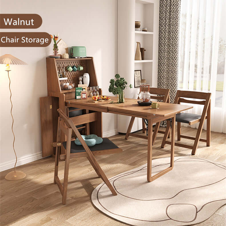 Solid Wood Space-Saving Dining Table, Natural Color