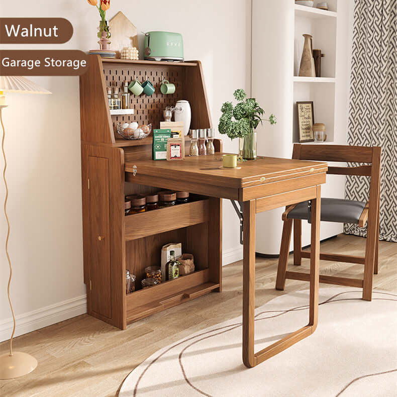 Solid Wood Space-Saving Dining Table, Natural Color