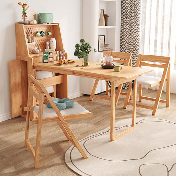 Solid Wood Space-Saving Dining Table, Natural Color Main image