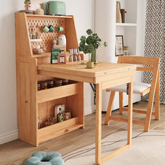 Solid Wood Space-Saving Dining Table, Natural Color