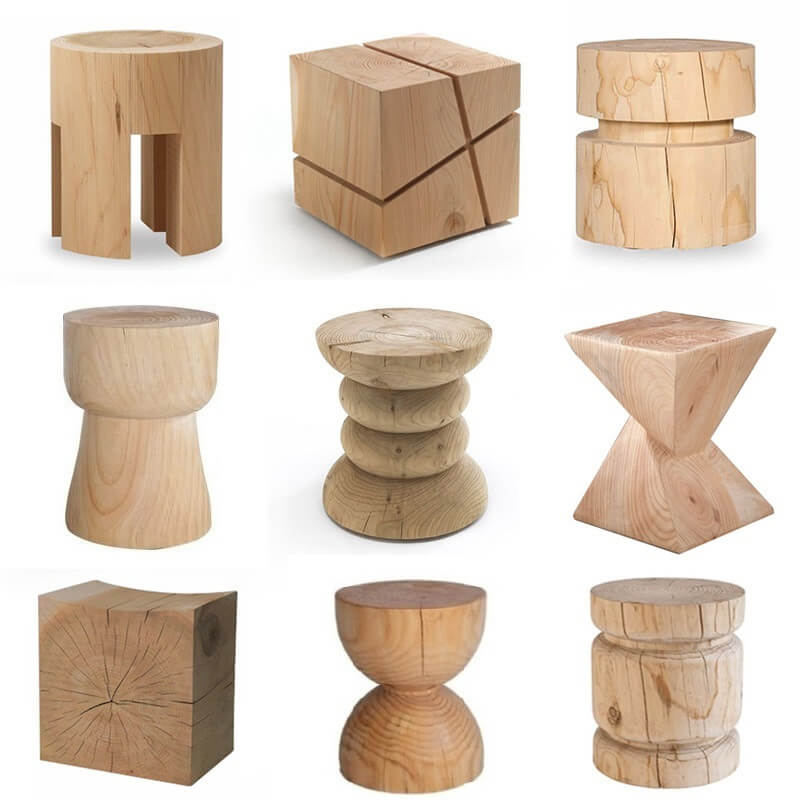 Solid Wood Stool with Unique Design for Modern Spaces