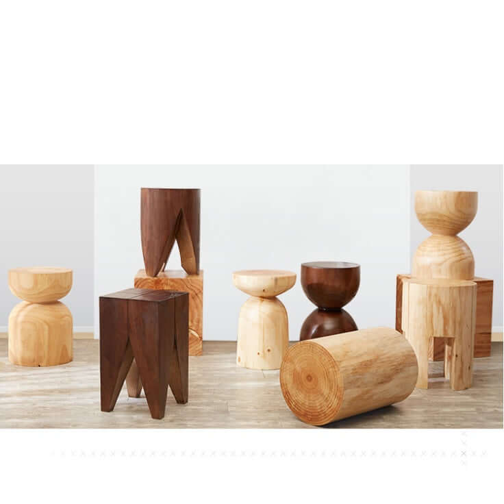 Solid Wood Stool with Unique Design for Modern Spaces