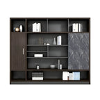 Solid Wood Storage File Cabinet Wall Unit With Display Shelves