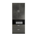 Solid Wood Storage File Cabinet Wall Unit With Display Shelves