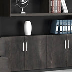 Solid Wood Storage File Cabinet Wall Unit With Display Shelves