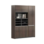 Solid Wood Storage File Cabinet Wall Unit With Display Shelves