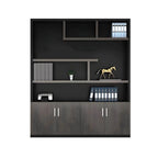 Solid Wood Storage File Cabinet Wall Unit With Display Shelves
