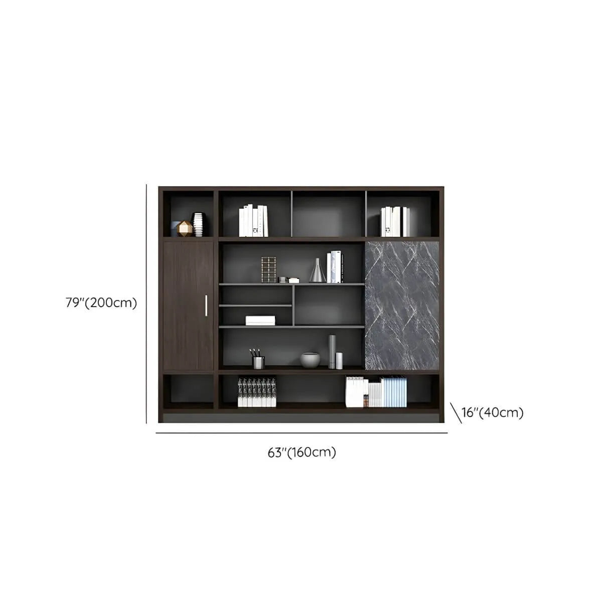 Solid Wood Storage File Cabinet Wall Unit With Display Shelves Dimensions
