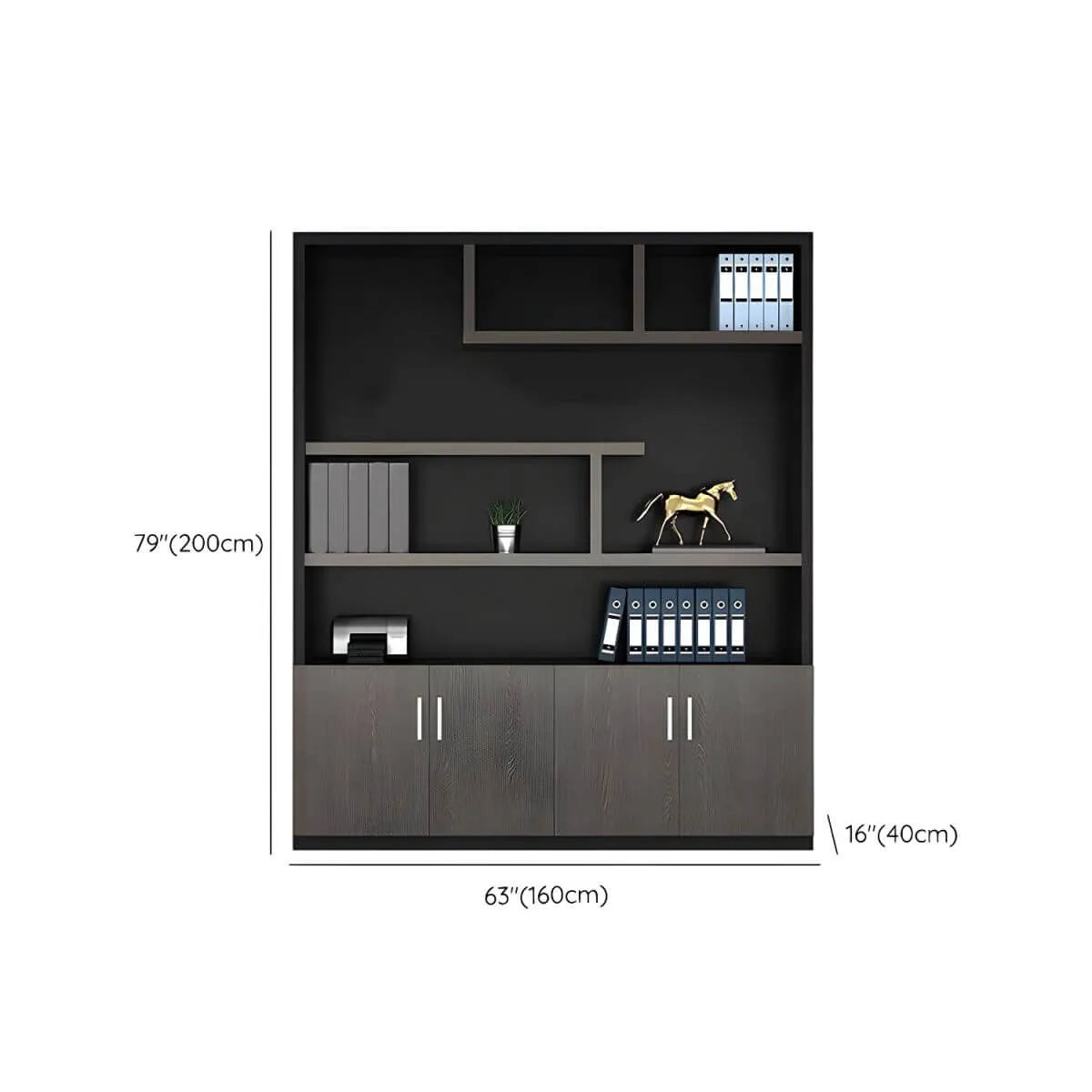 Solid Wood Storage File Cabinet Wall Unit With Display Shelves Dimensions