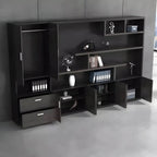 Solid Wood Storage File Cabinet Wall Unit With Display Shelves Main Product Image