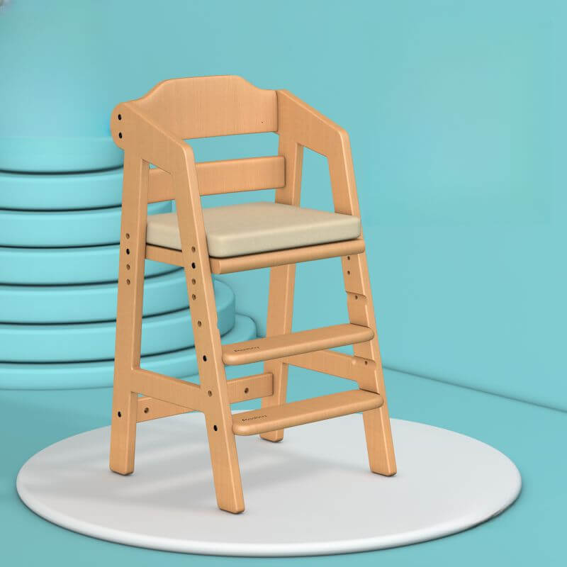 Solid Wood Toddler Chair with阶梯-Style Stepping Base and Adjustable Height