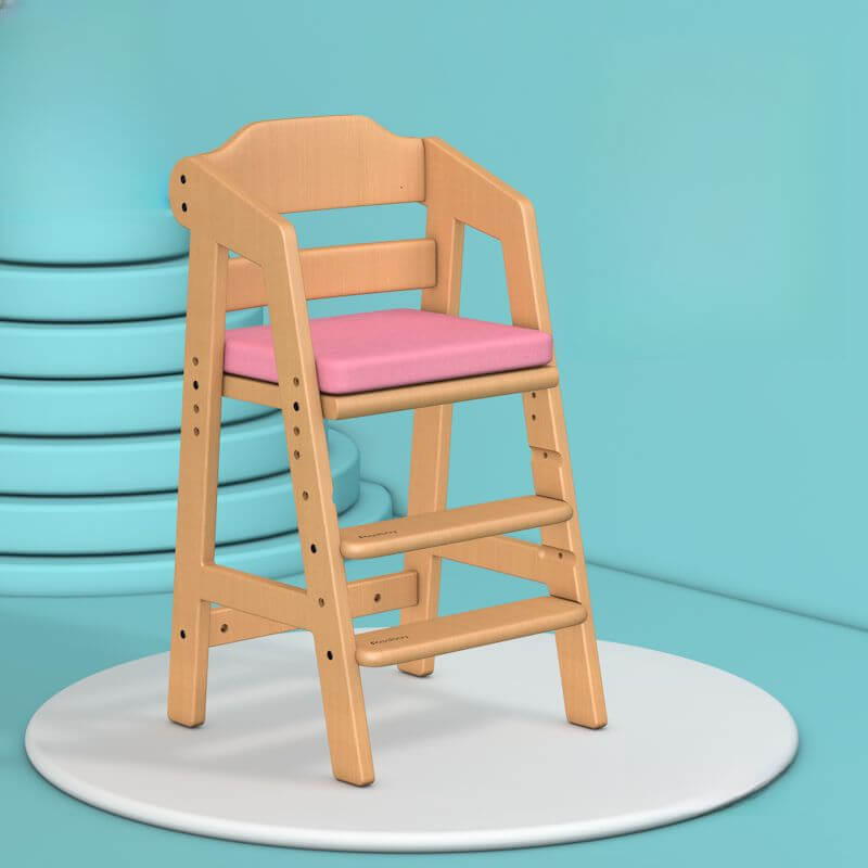 Solid Wood Toddler Chair with阶梯-Style Stepping Base and Adjustable Height