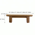 Solid Wood Upholstered Bench with Sculptural Legs and Textured Geometric Fabric Dimensions