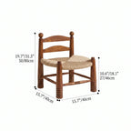 Solid Wood Vintage Kids Chair with Handwoven Rattan Seat and Sculptural Frame