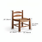 Solid Wood Vintage Kids Chair with Handwoven Rattan Seat and Sculptural Frame Dimensions