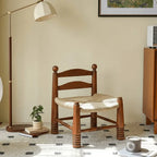 Solid Wood Vintage Kids Chair with Handwoven Rattan Seat and Sculptural Frame Main Product Image