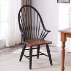 Solid Wood Windsor Chair Series with Arched Spindle Back and Open Arms
