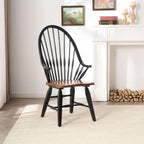 Solid Wood Windsor Chair Series with Arched Spindle Back and Open Arms