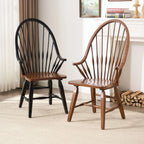 Solid Wood Windsor Chair Series with Arched Spindle Back and Open Arms Main Product Image