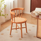 Solid Wood Windsor Chair with Curved Arms and Woven Rattan Seat