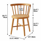 Solid Wood Windsor Chair with Curved Arms and Woven Rattan Seat Dimensions