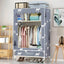 Space-Saving Curtain Door Steel Wardrobe With Drawers And Shelves