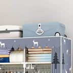 Space-Saving Curtain Door Steel Wardrobe With Drawers And Shelves