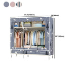 Space-Saving Curtain Door Steel Wardrobe With Drawers And Shelves Dimensions