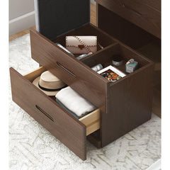 Space-Saving Dressing Table with HD Mirror - Nut-Brown/White