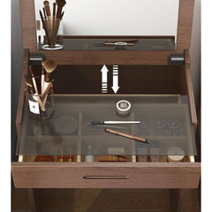 Space-Saving Dressing Table with HD Mirror - Nut-Brown/White